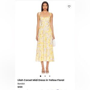 Bardot Lilah Corset Midi Dress in Yellow Floral